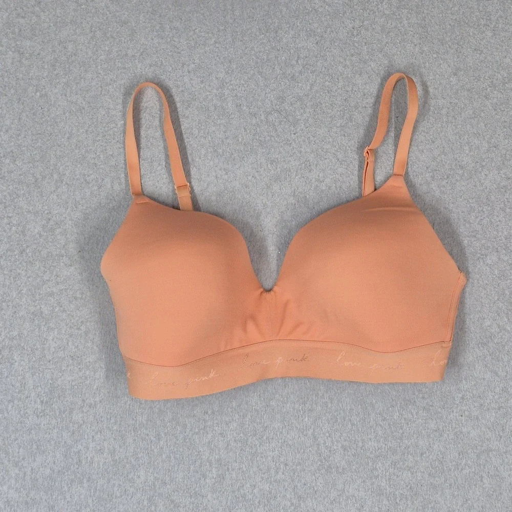 PINK Victoria's Secret Women Bra 36D Peach Wear Everywhere T Shirt Wireless